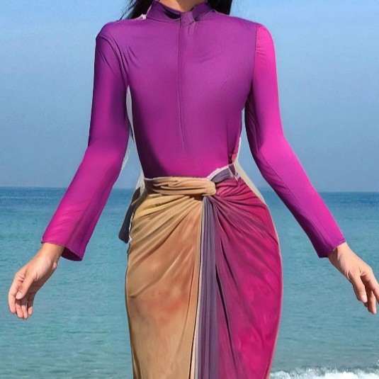 Middle Eastern Style Long-Sleeved Trousers Swimsuit For Beach Sports(3Piece Set)